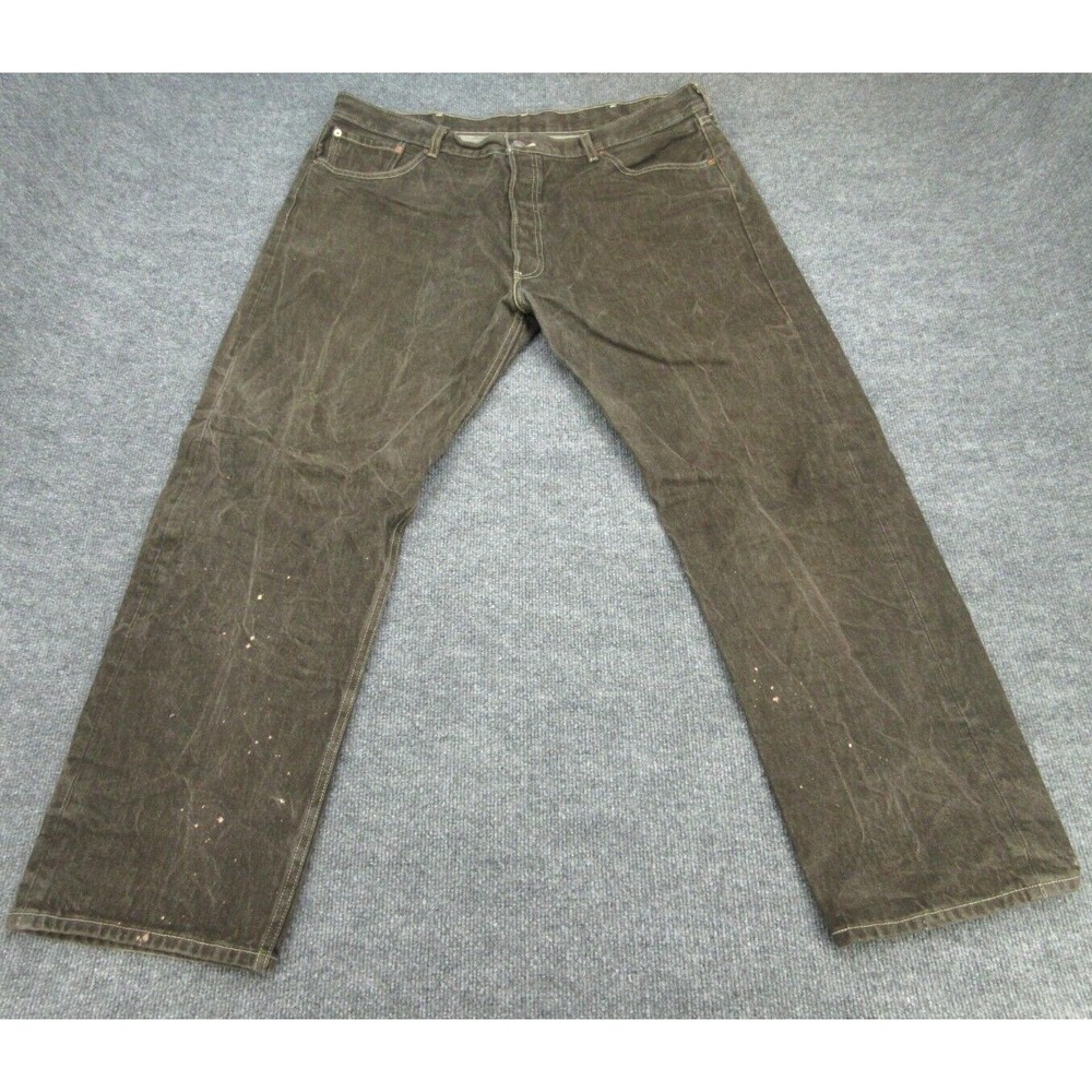 Levi Mens Jeans 501 Straight Brown Button Fly Y2K Denim W42 L32